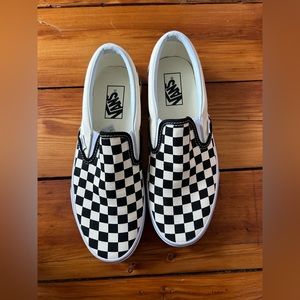 Vans checkerboard black and white slip on shoes